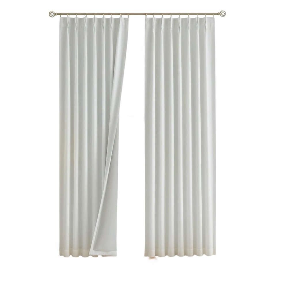 Vision Home White Pinch Pleated Full Blackout Curtains- 2 Panel 40" Wx90 L”